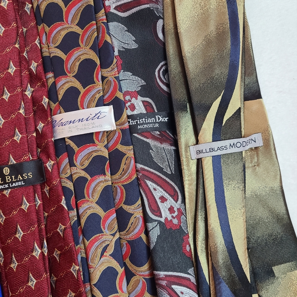 VTG 6pc Men's Silk Tie Bundle - Dior & Bill Blass - Picture 5 of 6